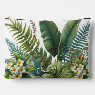 Tropical Plumeria Floral Accessory Pouch