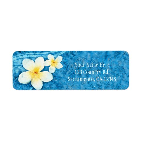 Tropical Plumeria Flower Blue Summer Invitation Label