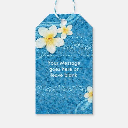 Tropical Plumeria Flower Blue Summer Party Favor Gift Tags