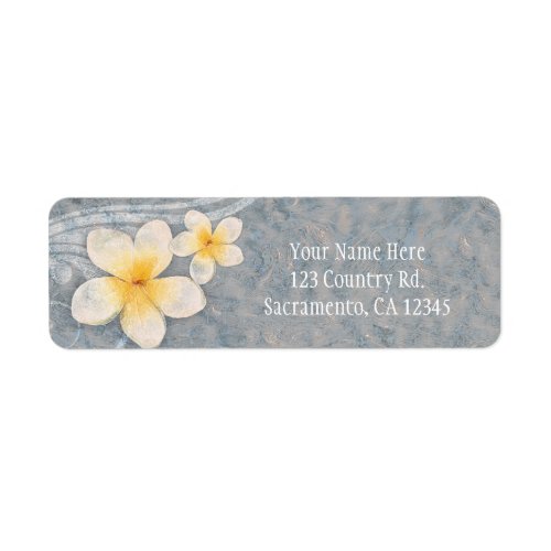 Tropical Plumeria Flower Gray Yellow Summer Party Label