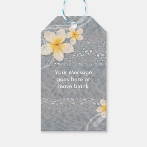 Tropical Plumeria Flower Grey Yellow Summer Party Gift Tags
