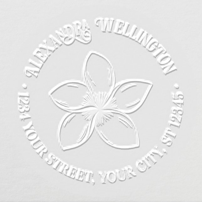 Tropical Plumeria Flower Name Return Address Embosser (Design)