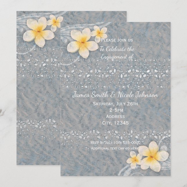 Tropical Plumeria Flower Summer Party Invitations (Front/Back)