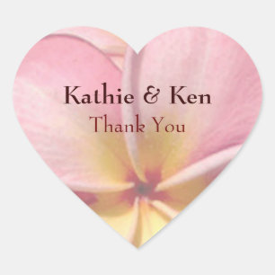 Tropical Plumeria Flower Thank You Heart Sticker