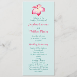 Tropical Plumeria Flower Wedding Programs