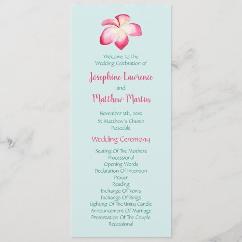 Tropical Plumeria Flower Wedding Programs