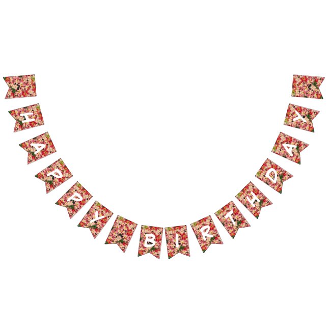 Tropical Plumeria Flowers Floral Happy Birthday Bunting Flags (All)
