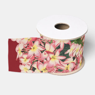 Tropical Plumeria Flowers Floral Satin Ribbon