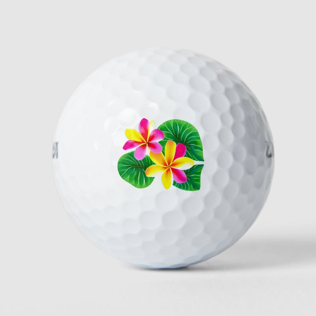 Tropical Plumeria Flowers Golf Balls (Front)
