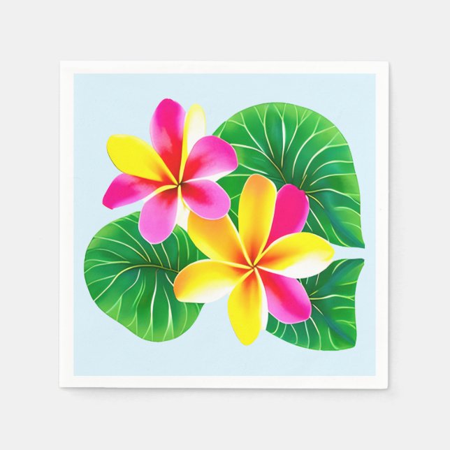 Tropical Plumeria Flowers Napkins (Front)