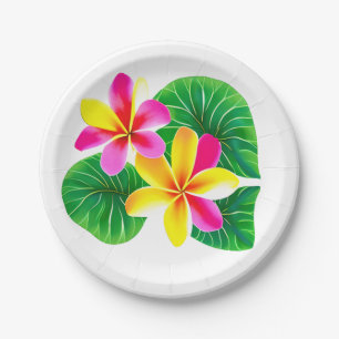 Tropical Plumeria Flowers Paper Plates