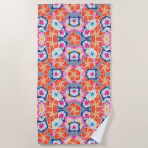Tropical Plumeria Flowers X Pattern  Beach Towel