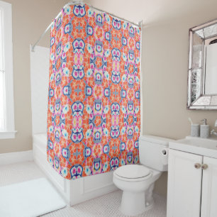 Tropical Plumeria Flowers X Pattern  Shower Curtain