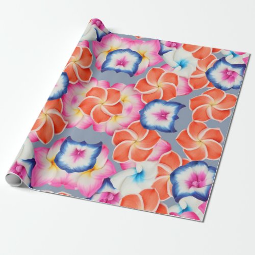 Tropical Plumeria Flowers X Pattern  Wrapping Paper