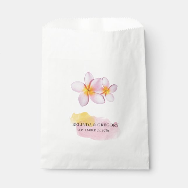 Tropical Plumeria Frangipani Wedding  Favor Bag (Front)