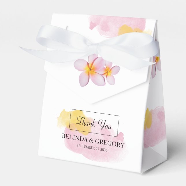 Tropical Plumeria Frangipani Wedding Favor Boxes (Front Side)