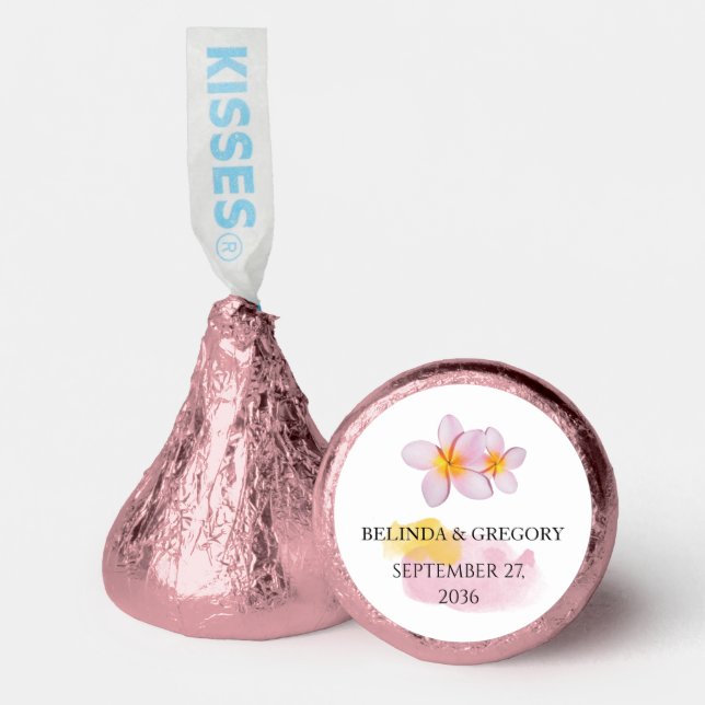 Tropical Plumeria Frangipani Wedding  Hershey®'s Kisses® (Front)