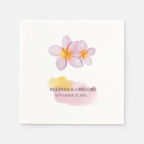 Tropical Plumeria Frangipani Wedding Napkins