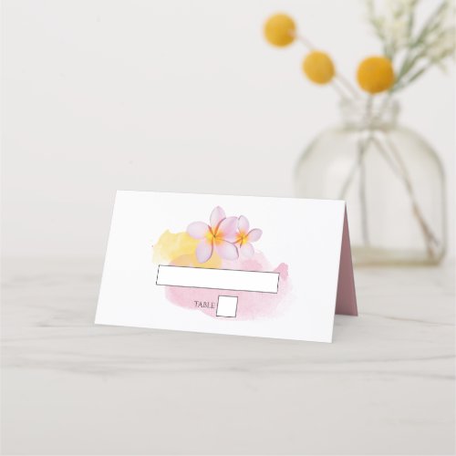 Tropical Plumeria Frangipani Wedding Place Card