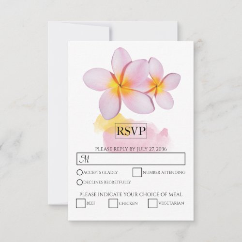 Tropical Plumeria Frangipani Wedding RSVP Cards