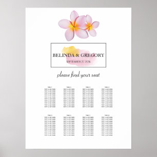 Tropical Plumeria Frangipani Wedding Seating Chart