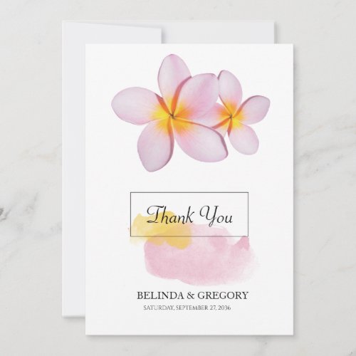 Tropical Plumeria Frangipani Wedding Thank You Card