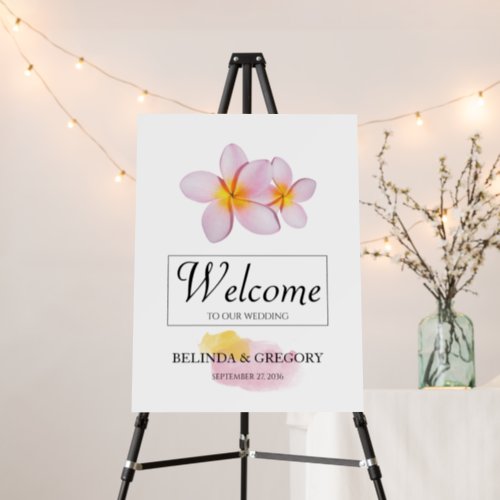 Tropical Plumeria Frangipani Wedding Welcome Sign