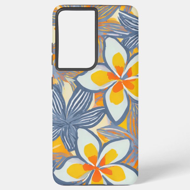 Tropical plumeria Hawaii throw pillow Samsung Galaxy Case (Back)