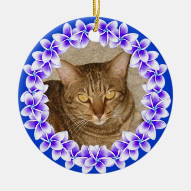 Tropical Plumeria Lei Photo Ornament (Front)