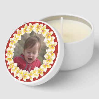 Tropical Plumeria Lei Photo Ornament Mini Candle Favors