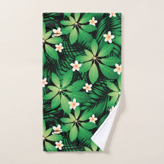 Tropical plumeria lush forest hand towel  (Hand Towel)