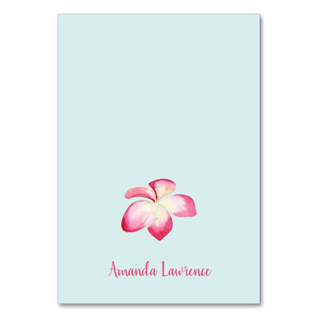 Tropical Plumeria Personalized Place Cards (Front)