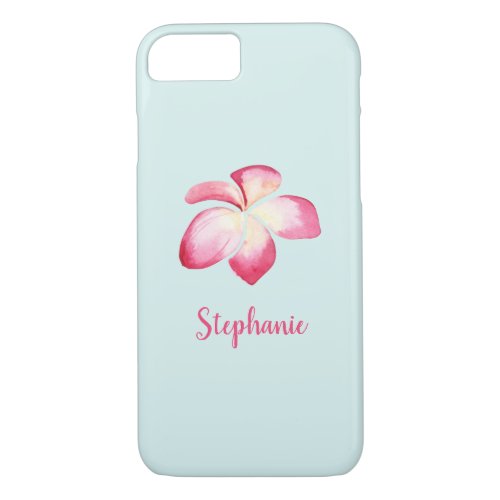 Tropical Plumeria Pink Watercolor iPhone 87 Case