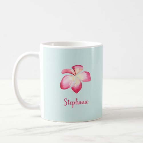Tropical Plumeria Pink Watercolor Coffee Mug
