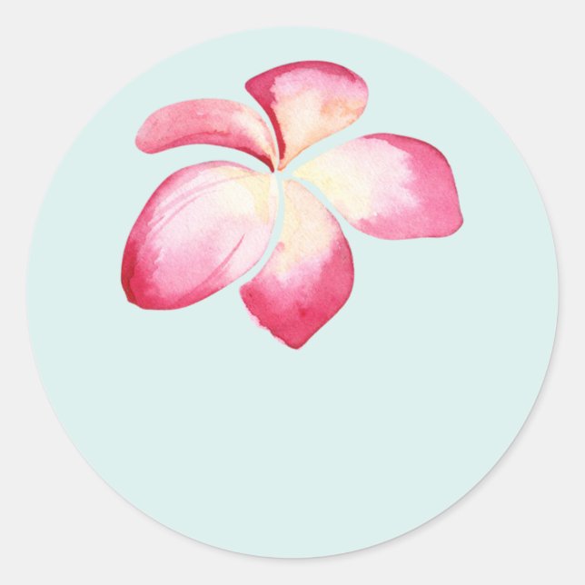 Tropical Plumeria Pink Wedding Favor Stickers (Front)