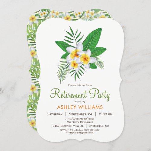 Tropical Plumeria Retirement Party Invitation