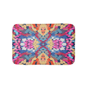 Tropical Plumeria Spotted Flowers Tile Pattern  Bath Mat