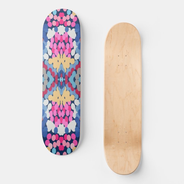 Tropical Plumeria Spotted Flowers Tile Pattern  Skateboard (Front)