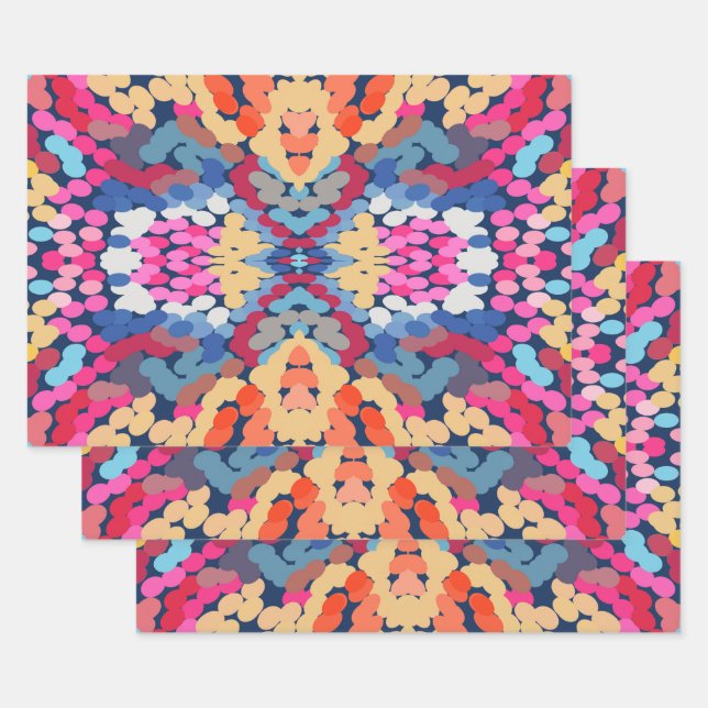 Tropical Plumeria Spotted Flowers Tile Pattern  Wrapping Paper Sheets (Set)