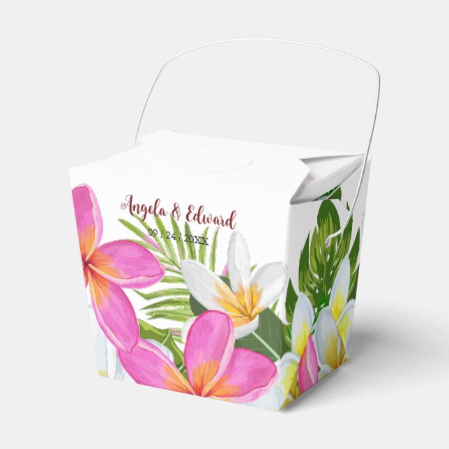 Tropical Plumeria Temple Tree Wedding Favor Box (Front Side)