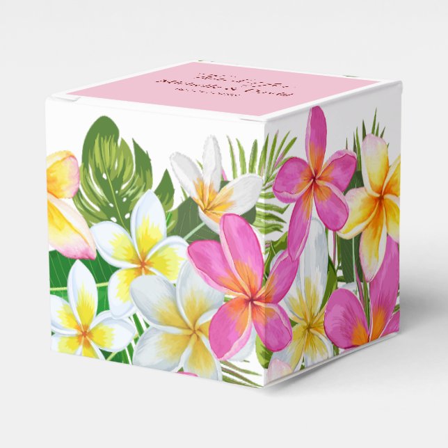 Tropical Plumeria Temple Tree Wedding Favor Box (Front Side)
