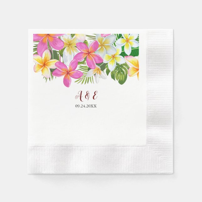 Tropical Plumeria Temple Tree Wedding Paper  Napkins (Front)
