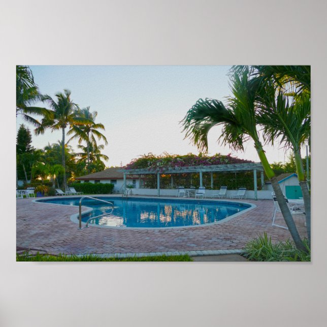 Tropical Pool at Sunset, The Bahamas Poster (Front)