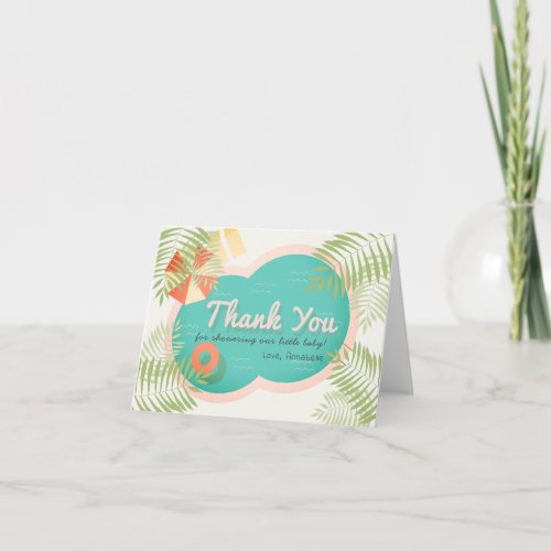 Tropical Pool Baby Shower Beige Thank You Card
