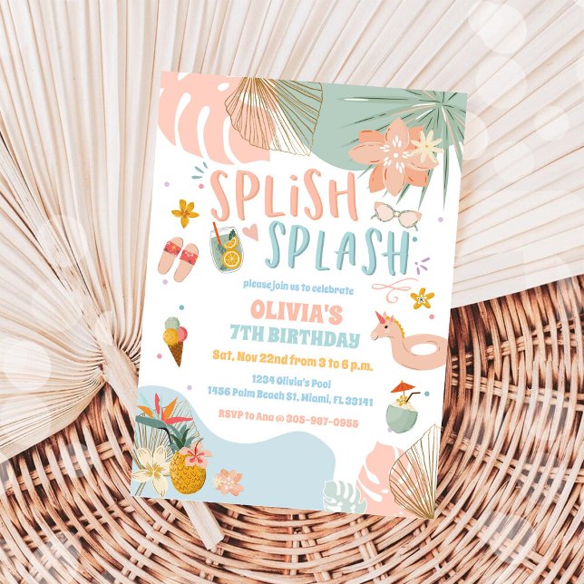 Tropical Pool Birthday Party Invitation (Creator Uploaded)