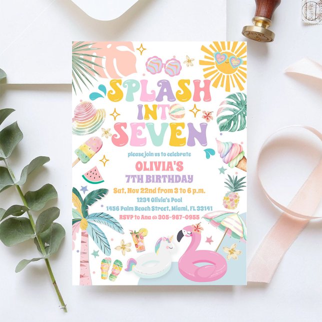 Tropical Pool Birthday Party Invitation (Creator Uploaded)