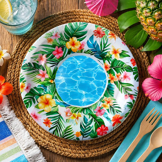 Tropical Pool Float Paper Plates