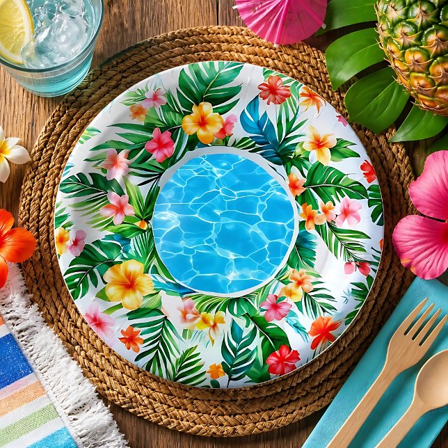 Tropical Pool Float Paper Plates (Creator Uploaded)