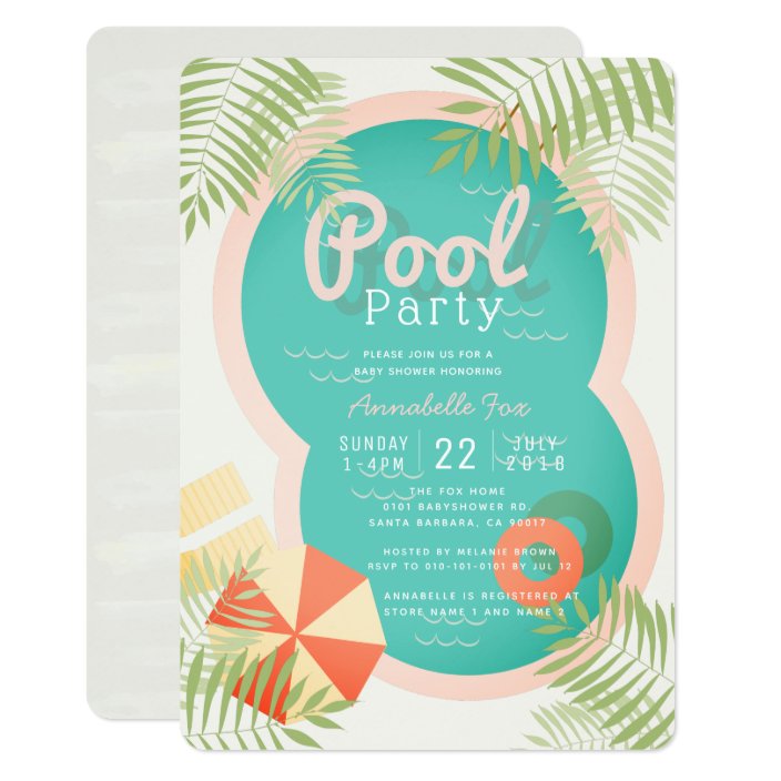 pool party baby shower invitations