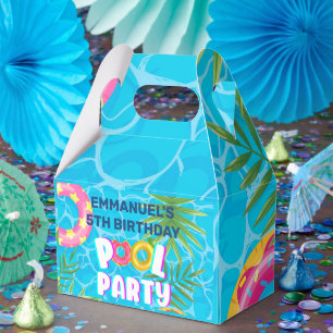 Tropical Pool Party Birthday Favor Boxes